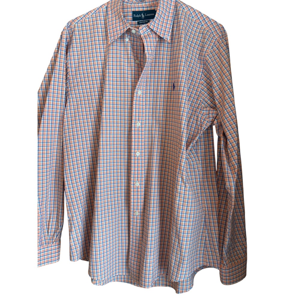 Ralph Lauren Men's Old Money Preppy Coral Blue Button Down Shirt L